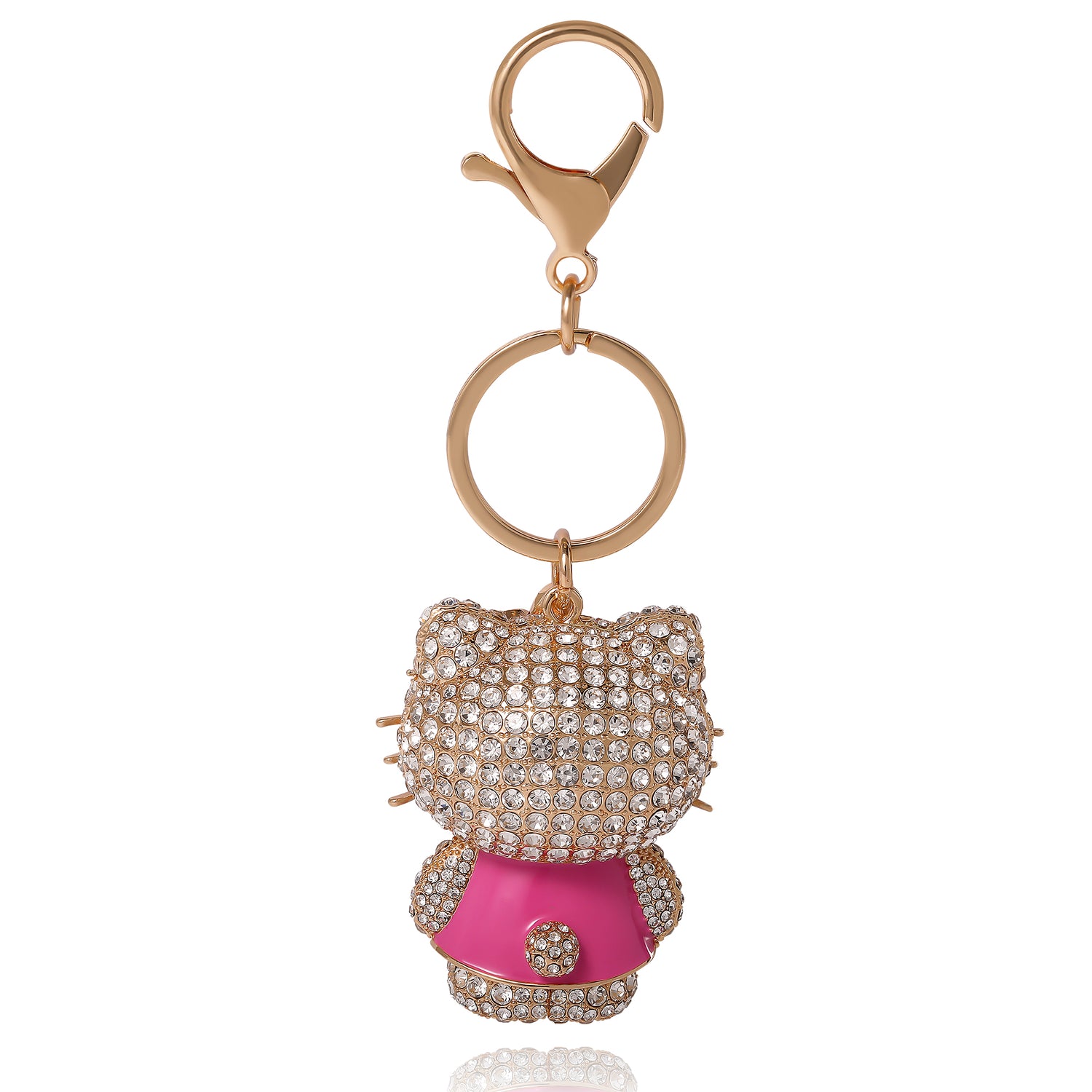Hello Kitty Crystal Pavé Bag Charm Keychain – Pink Dress – Officially Licensed Sanrio