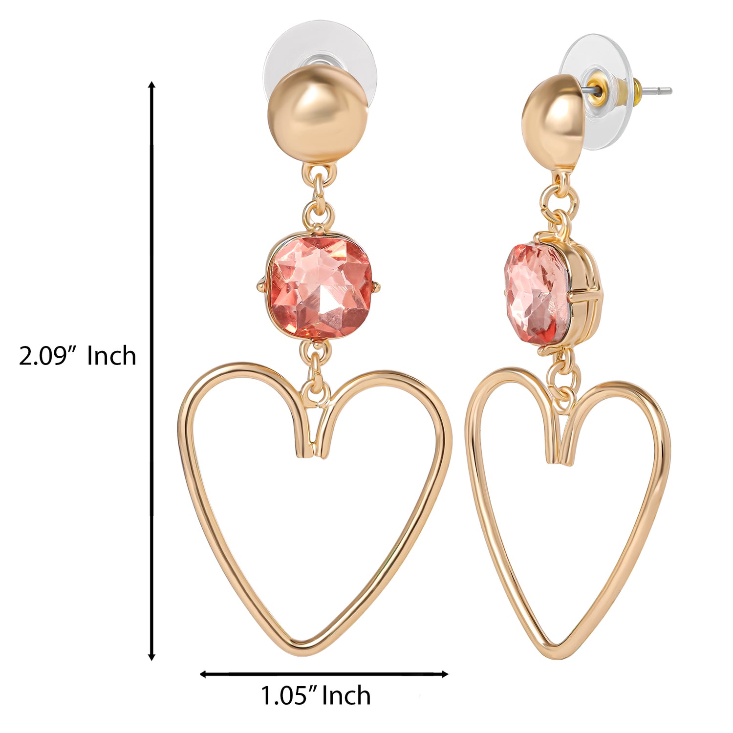 Jessica Simpson Gold-Tone Heart Drop Earrings with Pink Crystal Accent
