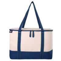 Lands' End Rectangular Large Cooler Bag Insulated 8 Gal, Canvas Soft Cooler with Tote Handles and Zip Closure (Navy) - Navy