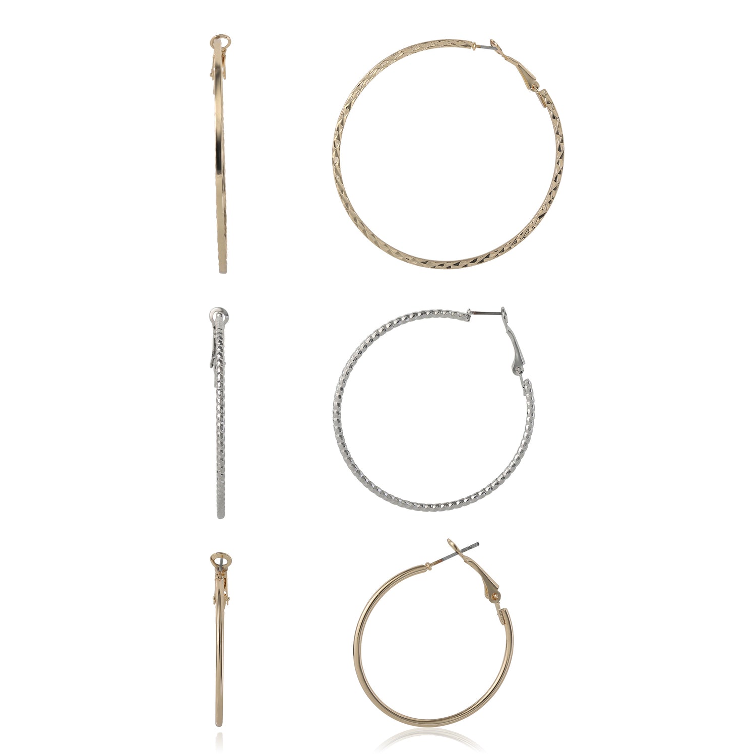 Jessica Simpson Mixed Metal Hoop Earring Set in Gold & Silver-Tone