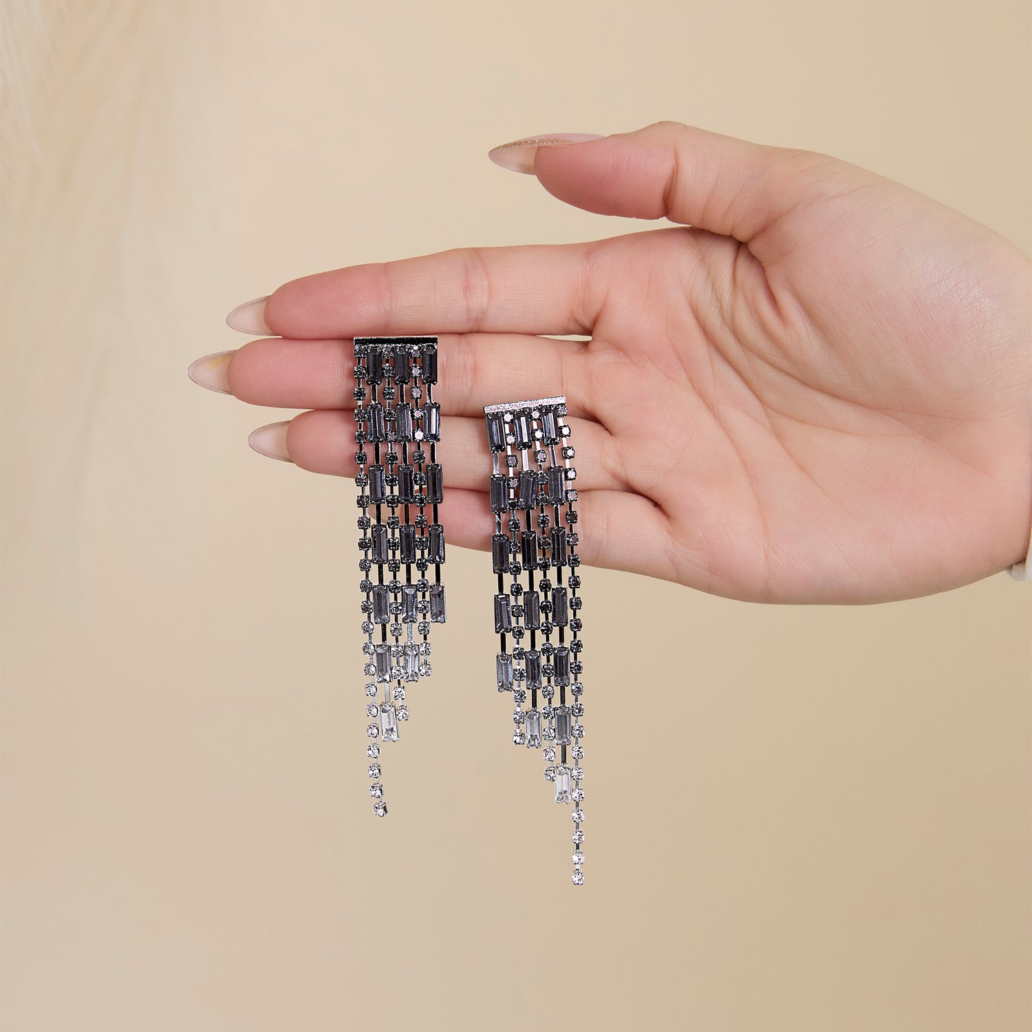 Jessica Simpson Tiered Crystal Fringe Earrings