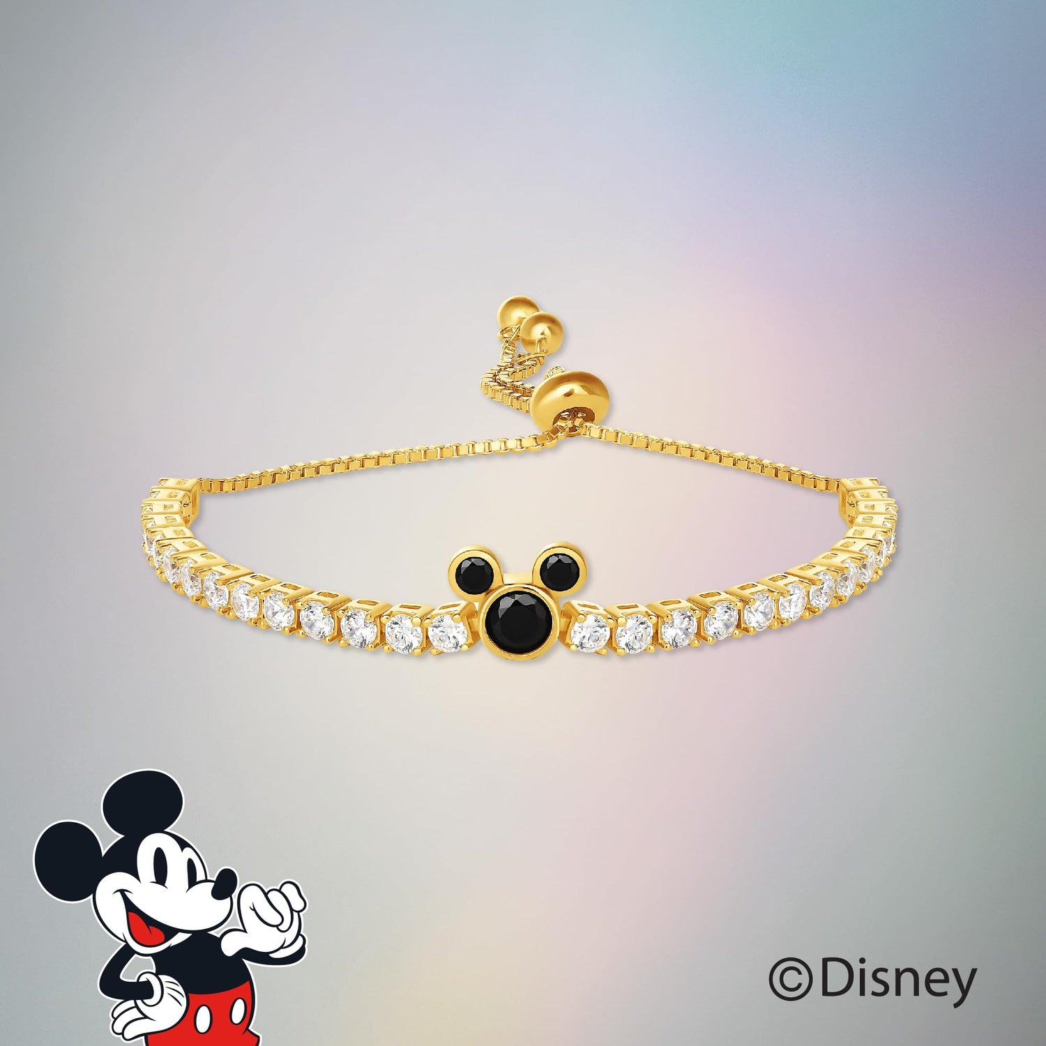 Disney Mickey Mouse Tennis Bracelet Official License, Flash Plated and Cubic Zirconia Bracelet