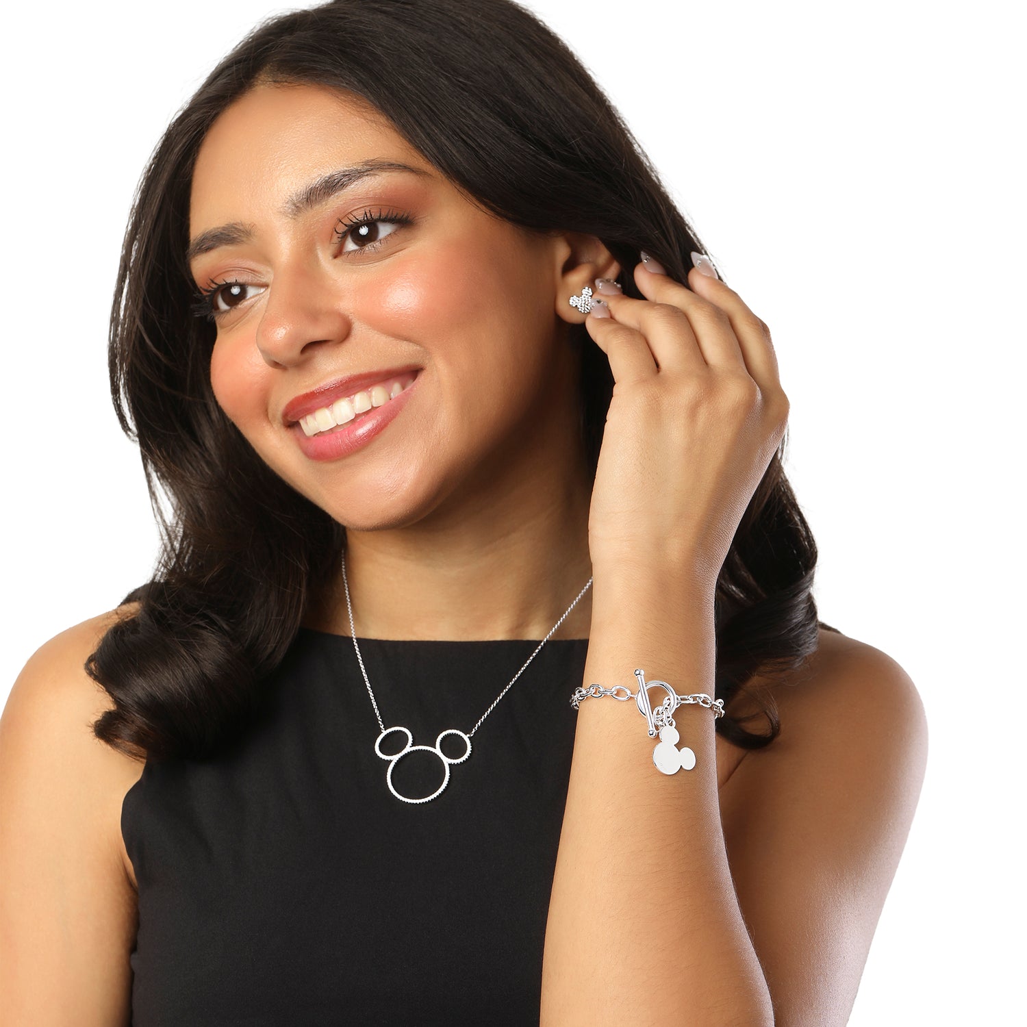 Disney Mickey Mouse Jewelry, Sterling Silver Toggle Bracelet