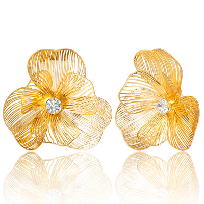 Jessica Simpson Textured Gold-Tone Petal Flower Stud Earrings