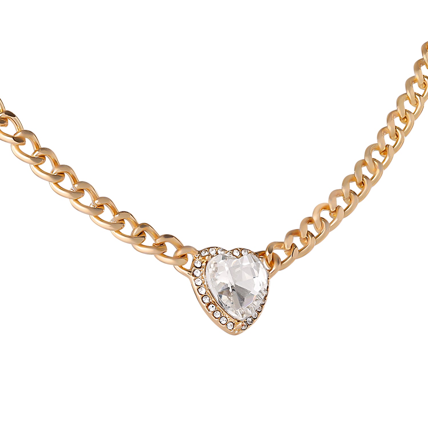 Jessica Simpson Gold-Tone Heart Pendant Necklace & Crystal Stud Earring Set