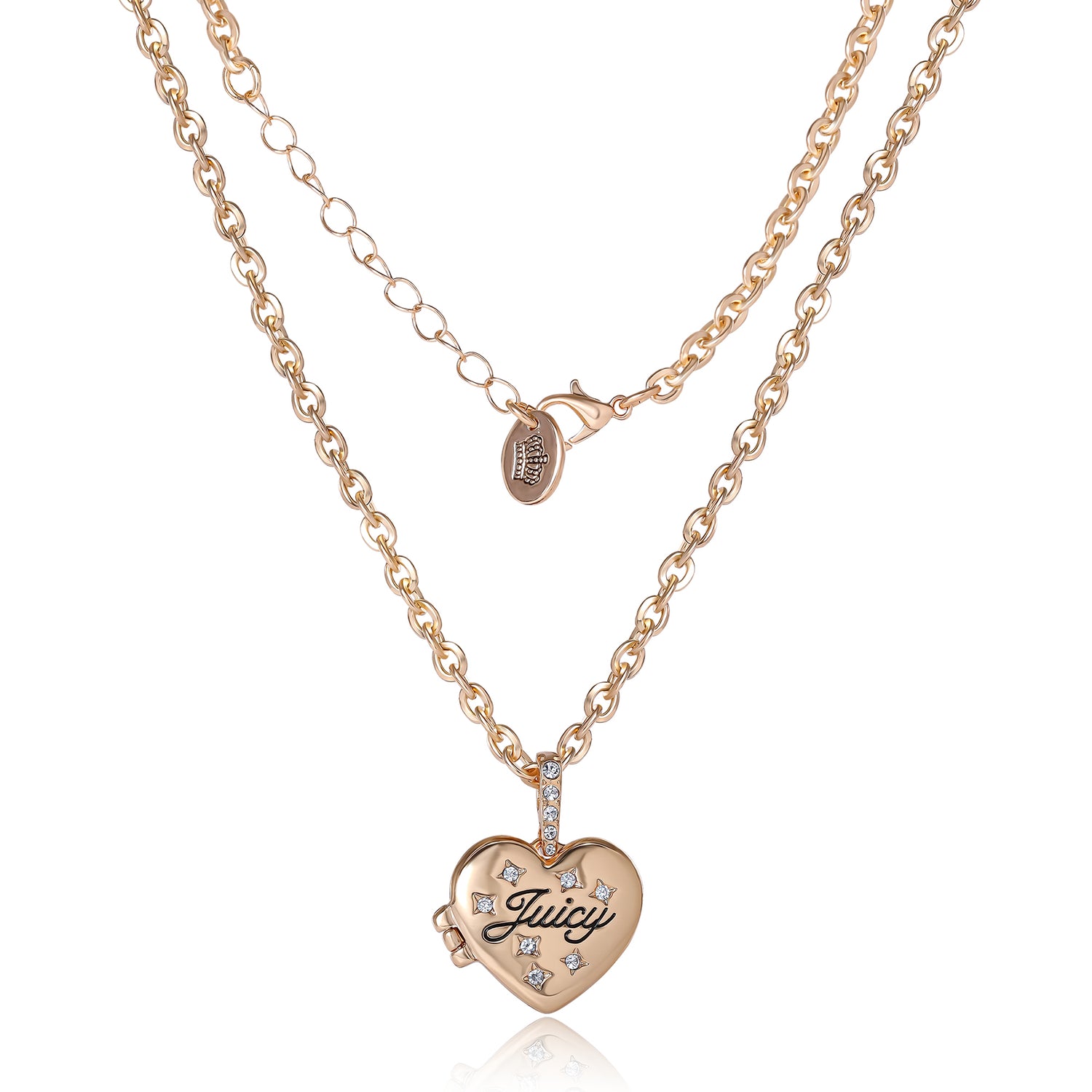 Juicy Couture Gold Tone Heart Locket Necklace for Women 16"