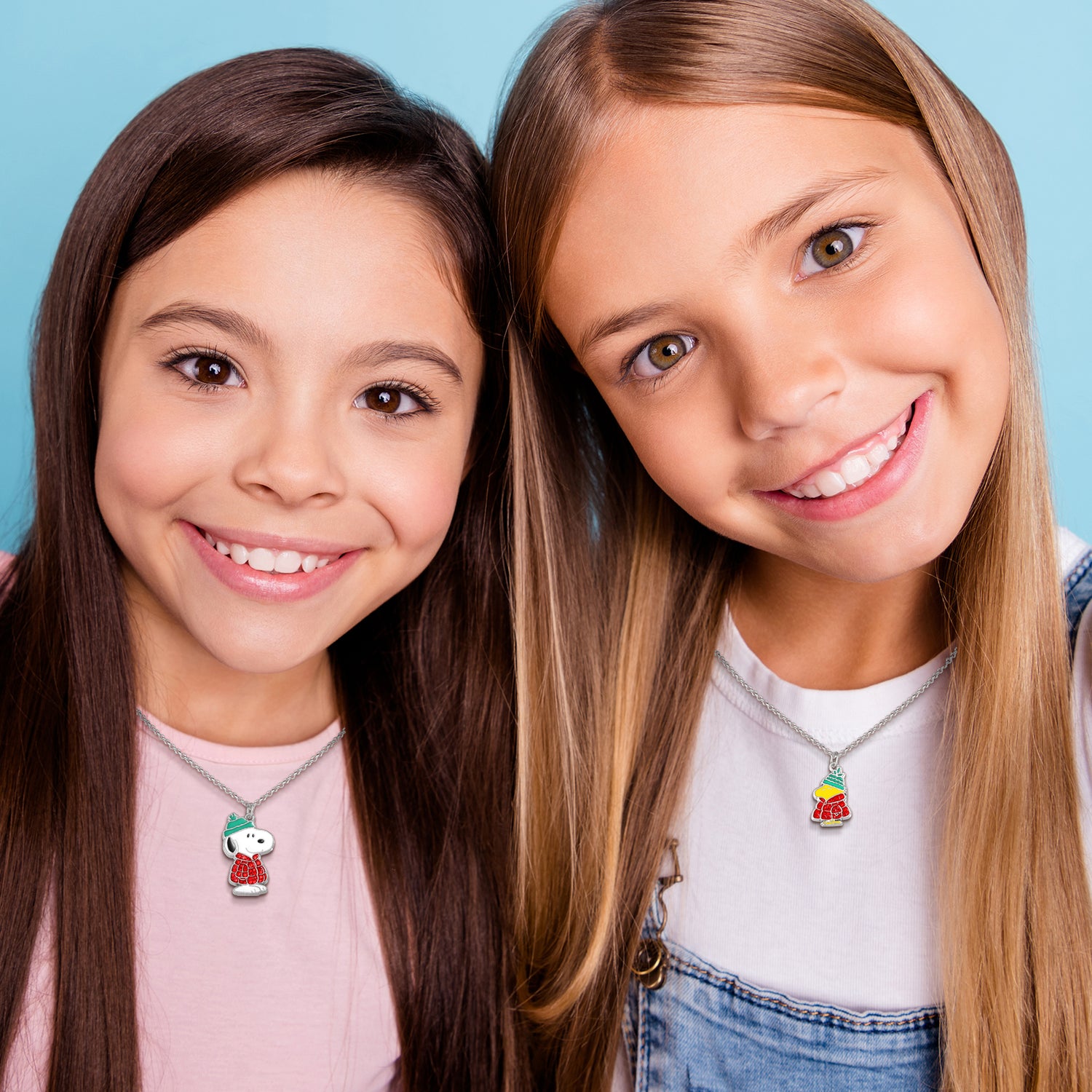 Peanuts Snoopy & Woodstock Necklace Set, 2-Piece, Silver-Tone