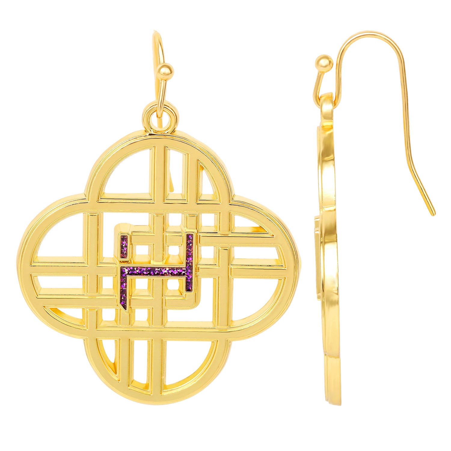 K-Pop Demon Hunters Huntrix Logo Dangle Earrings Official License, Gold-Tone, K-Pop Gifts