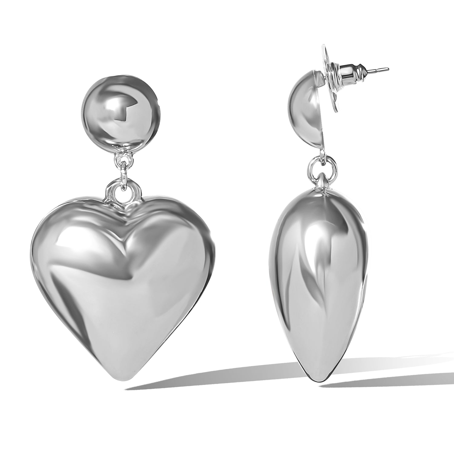 Jessica Simpson Puffy Heart Statement Stud Earrings in Silver-Tone
