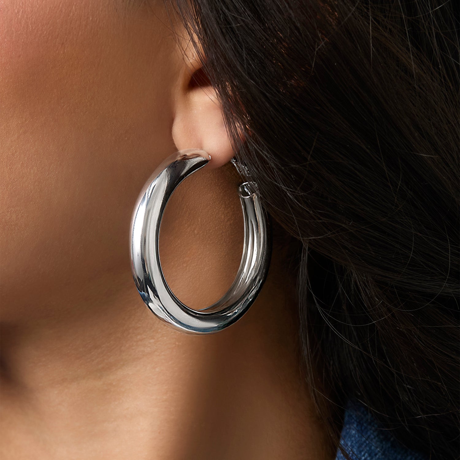 JS Jessica Simpson 3-Piece Textured Silver-Tone Hoop Earring Set