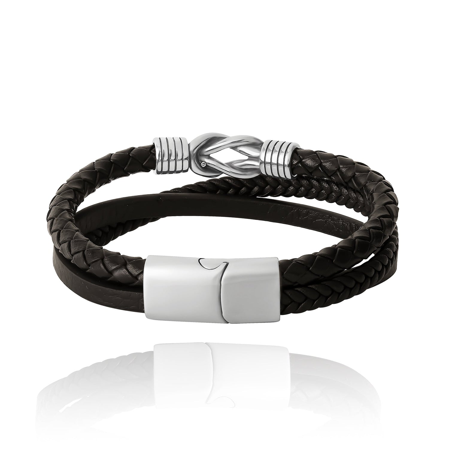 Lucky Brand Stainless Steel (316L) Knot 3-Row Bracelet