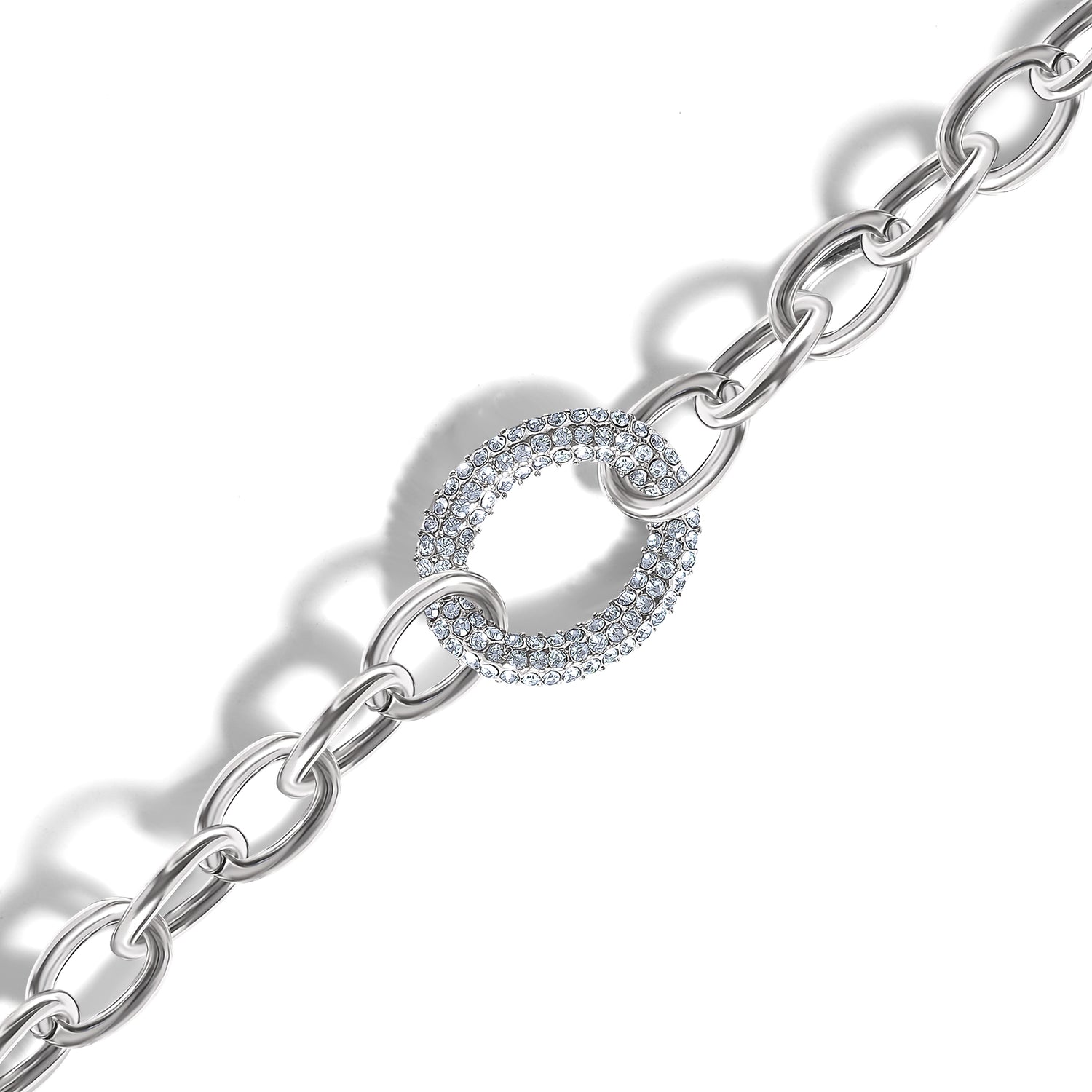 Jessica Simpson Silver-Tone Pavé Oval Link Bracelet