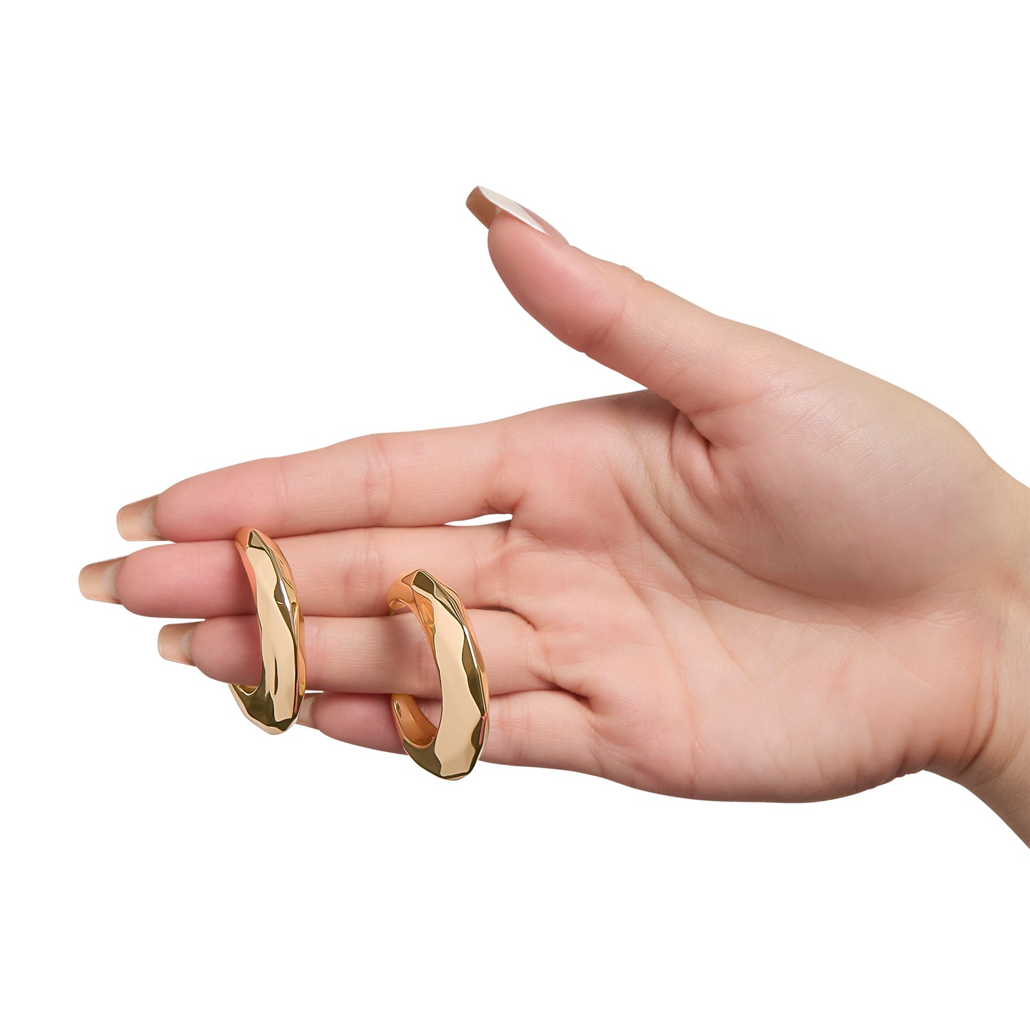 BCBG Textured Croissant Hoop Earrings