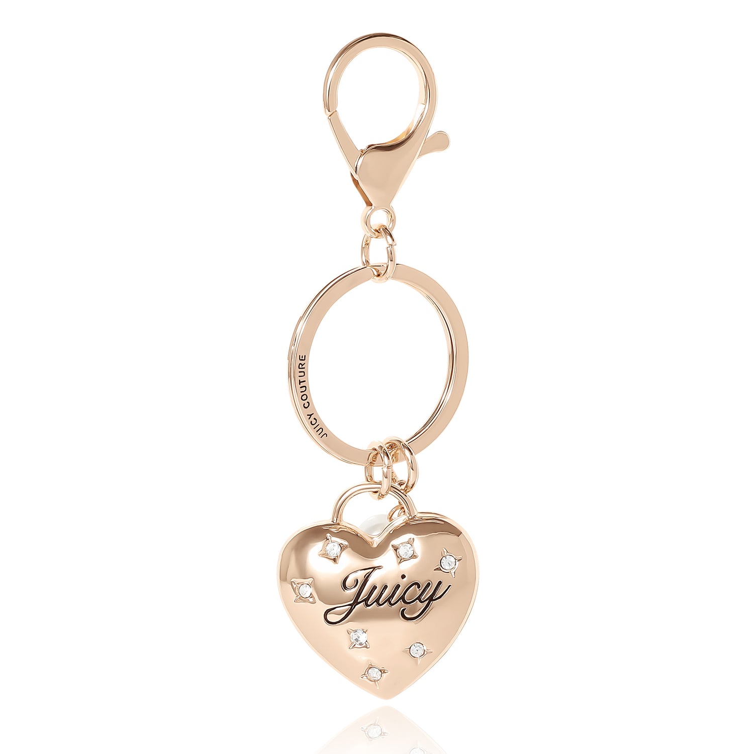 Juicy Couture Gold Heart Keychain with Pearls – Chic & Elegant