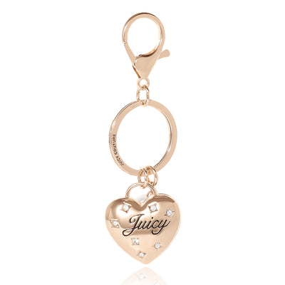 Juicy Couture Constellation Puffy Heart Keychain with Clear Crystals, Juicy Key Chain for Women