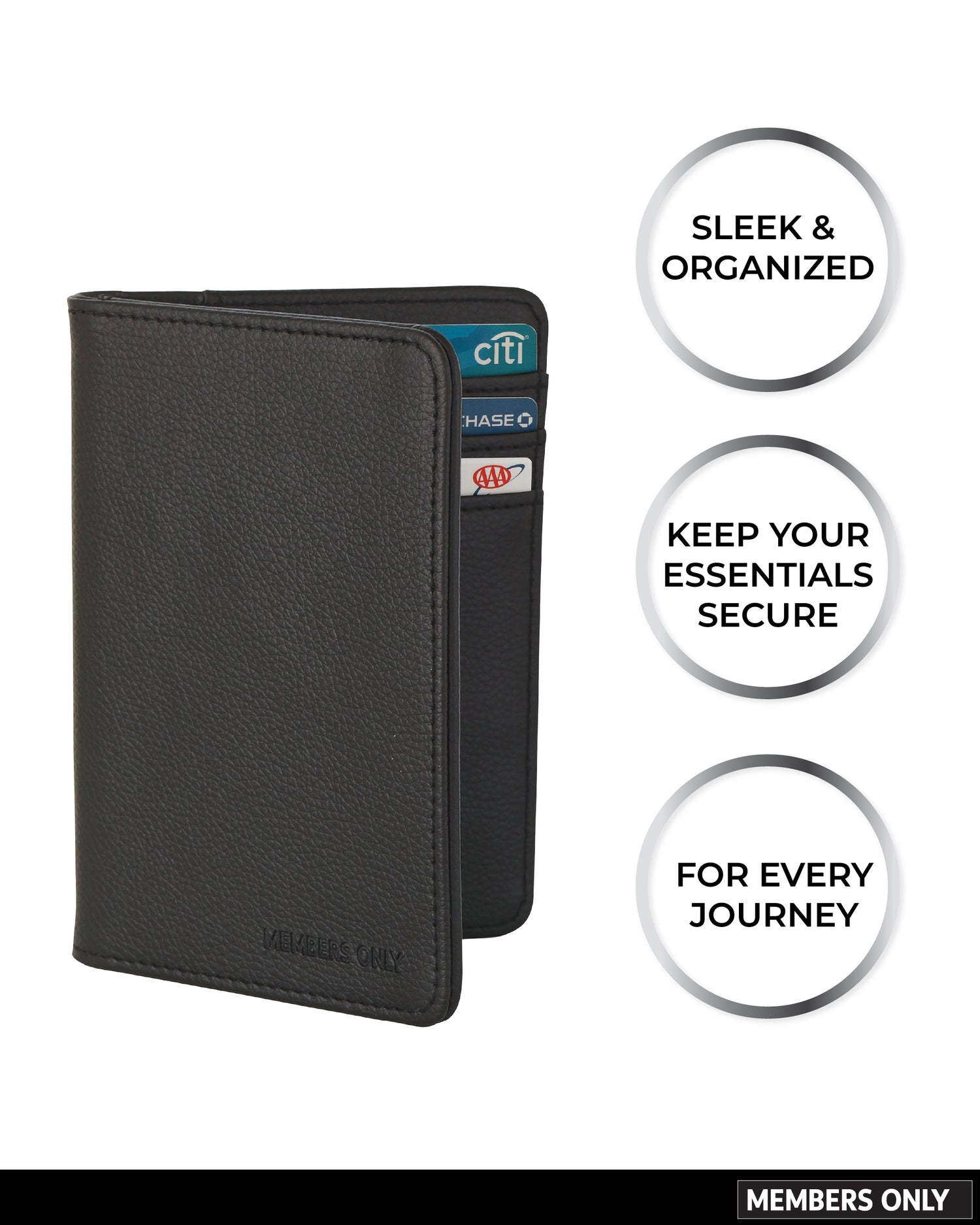 MEMBERS ONLY RFID BLACK DEBOSSED PASSPORT HOLDER