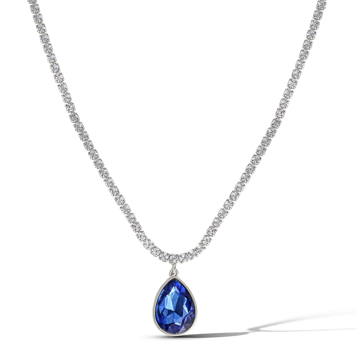 Jessica Simpson Blue Teardrop Sparkling Sapphire Crystal Pendant