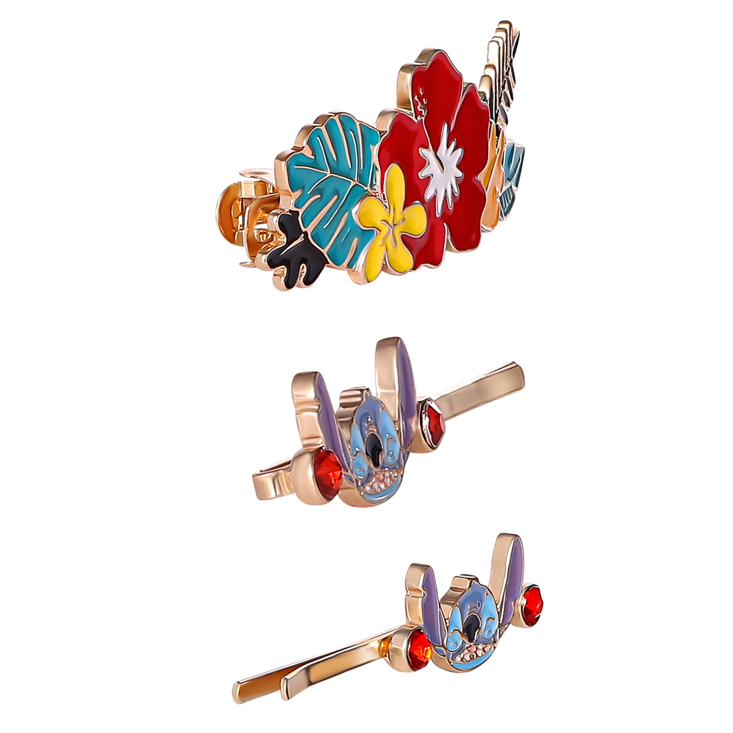 Disney Stitch Barrette and Bobby Pins Set 3-Piece Official License