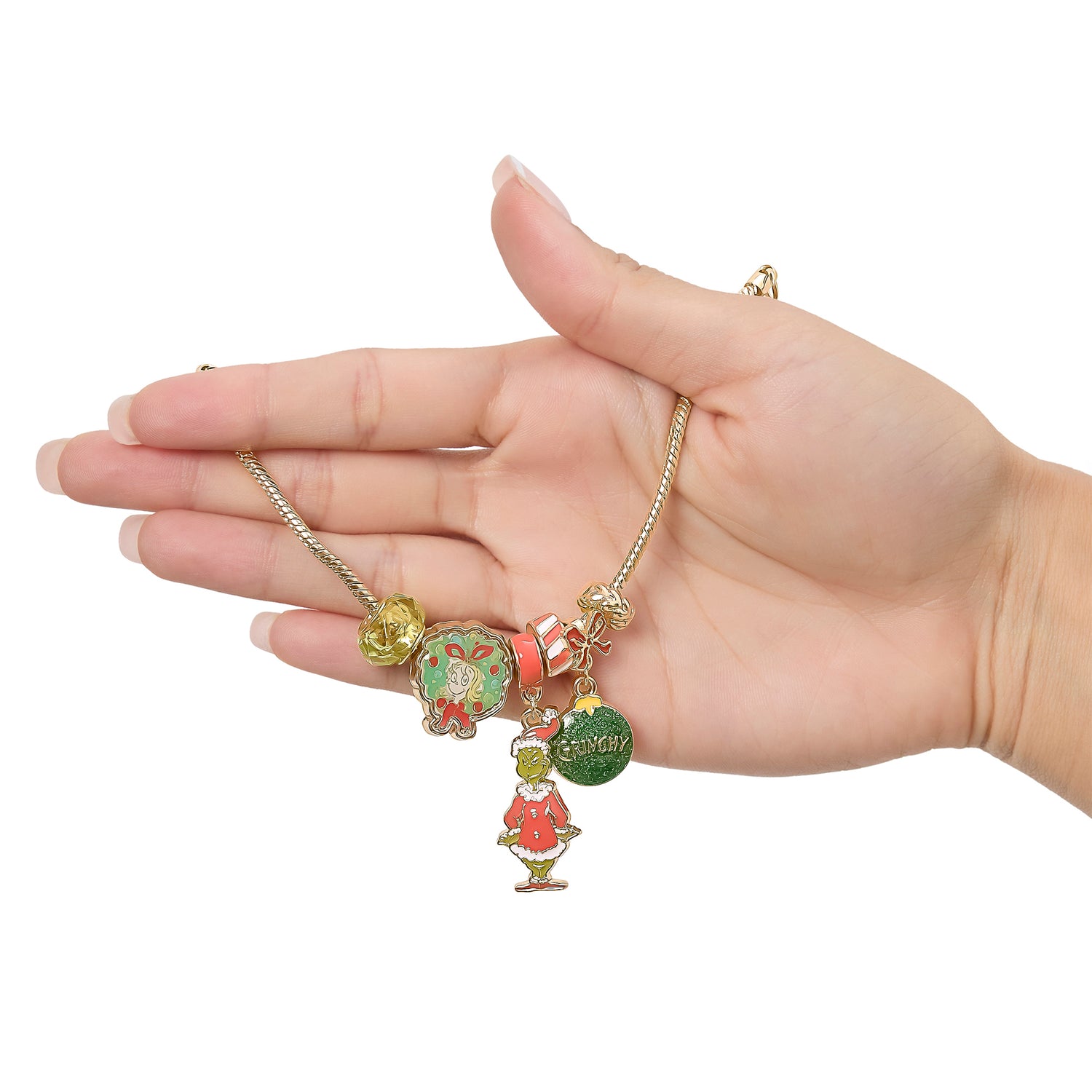 Dr. Seuss Grinch Holiday Charm Beaded Bracelet