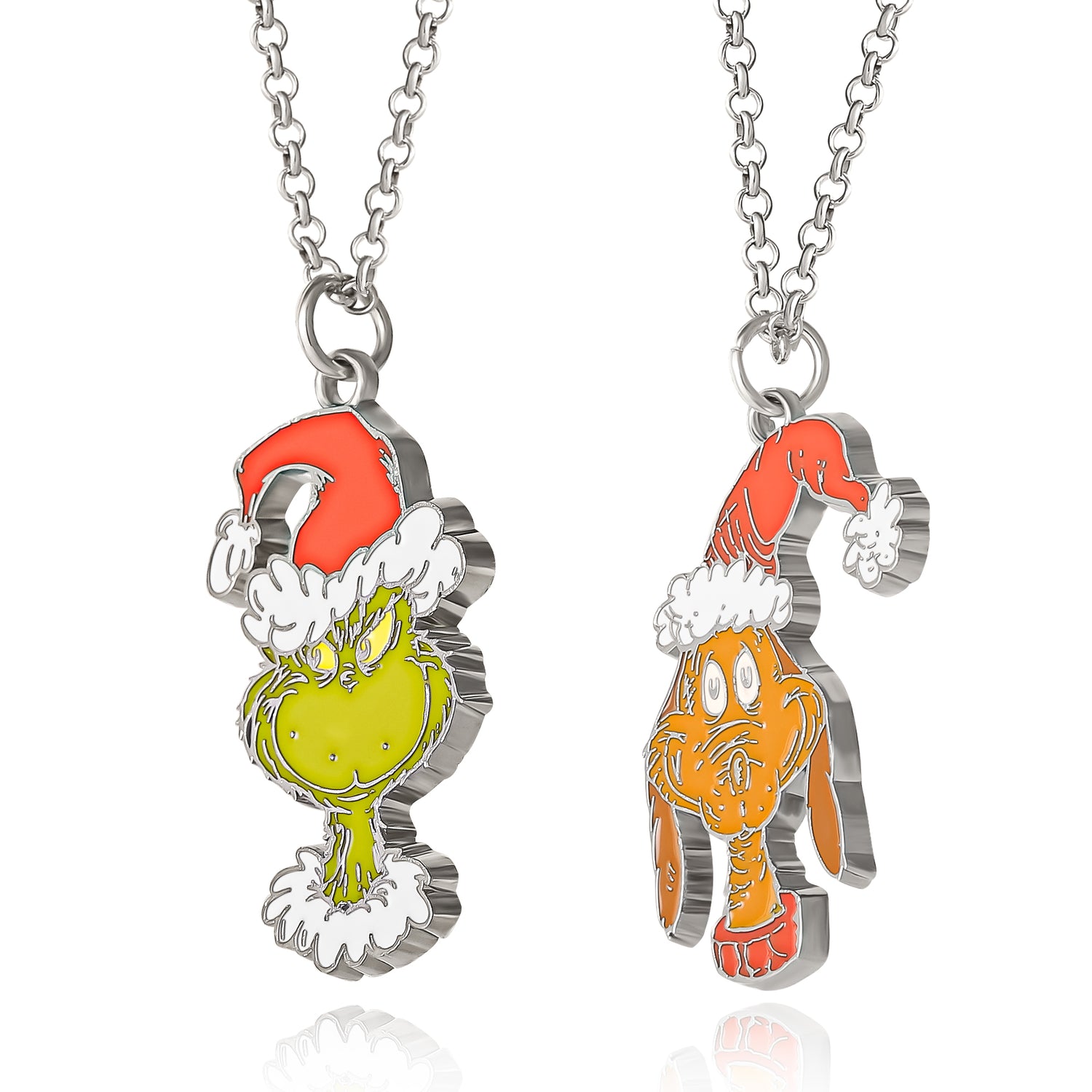 SALLY ROSE The Grinch and Max Pendant BFF Necklace for 2 Official License, 16"+3" Fashion Max and Grinch Necklaces