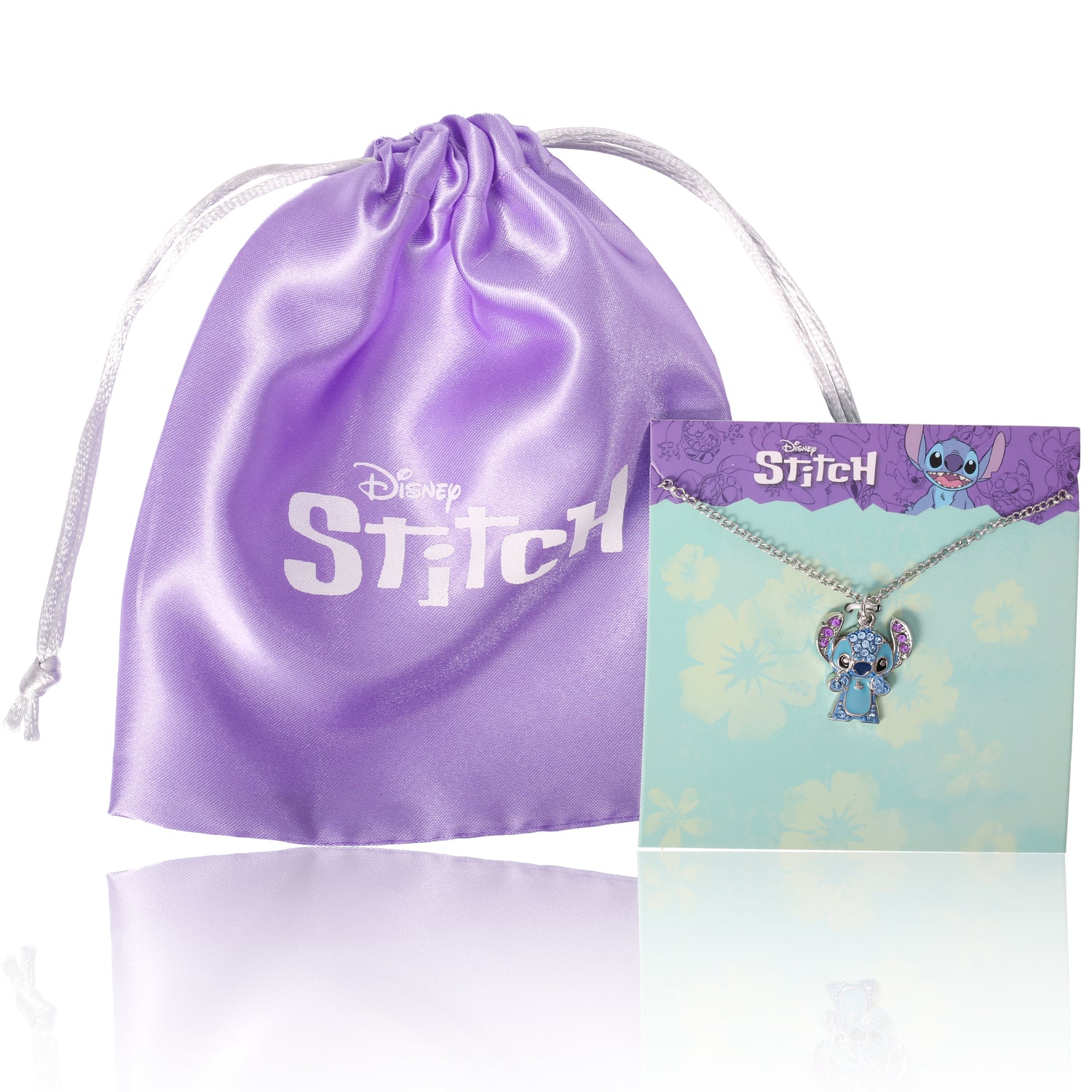 Disney Stitch Necklace for Women Official License, 16"+3" Fashion Pave Crystal Stitch Jewelry Gifts