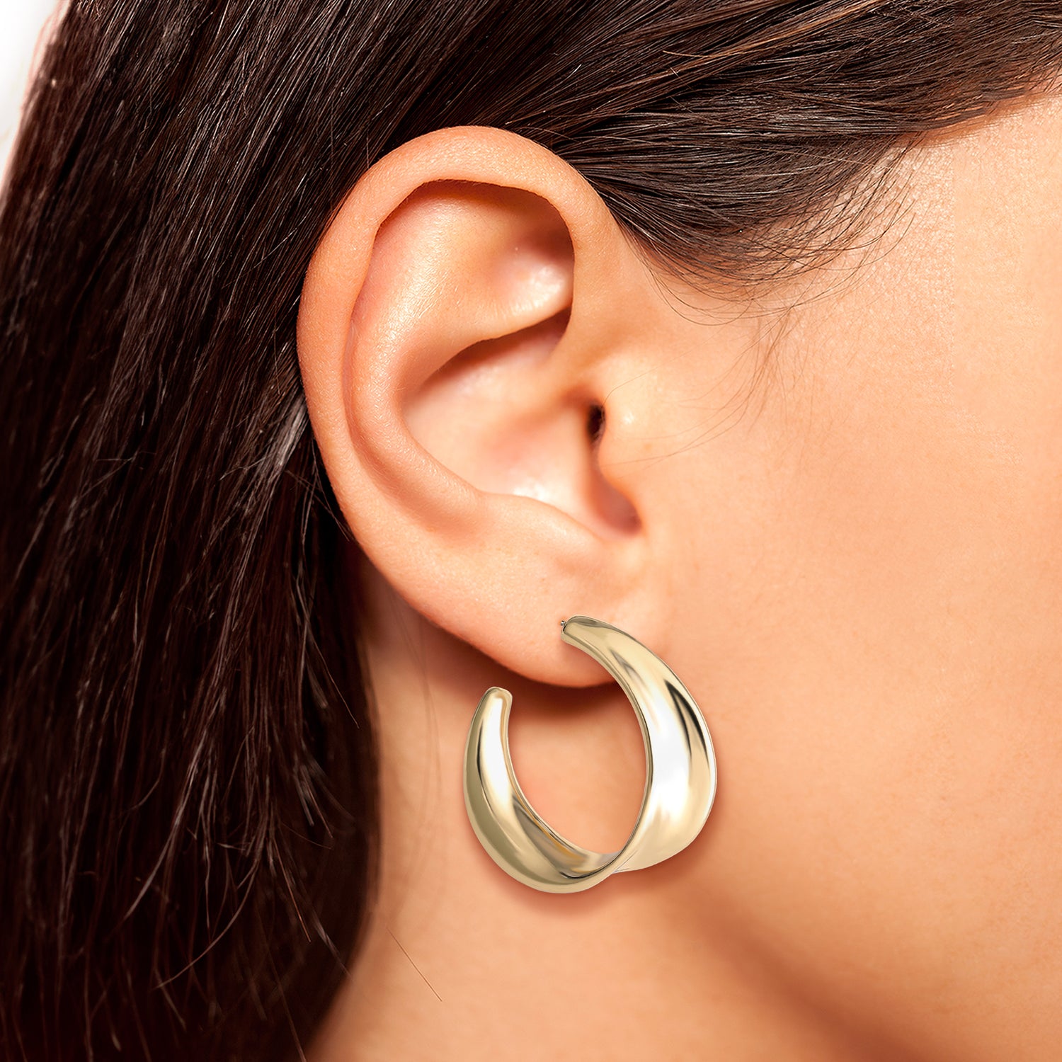 Jessica Simpson Gold-Tone Twisted Crescent Hoop Earrings