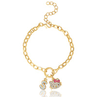Hello Kitty Initial Crystal Charm Bracelet