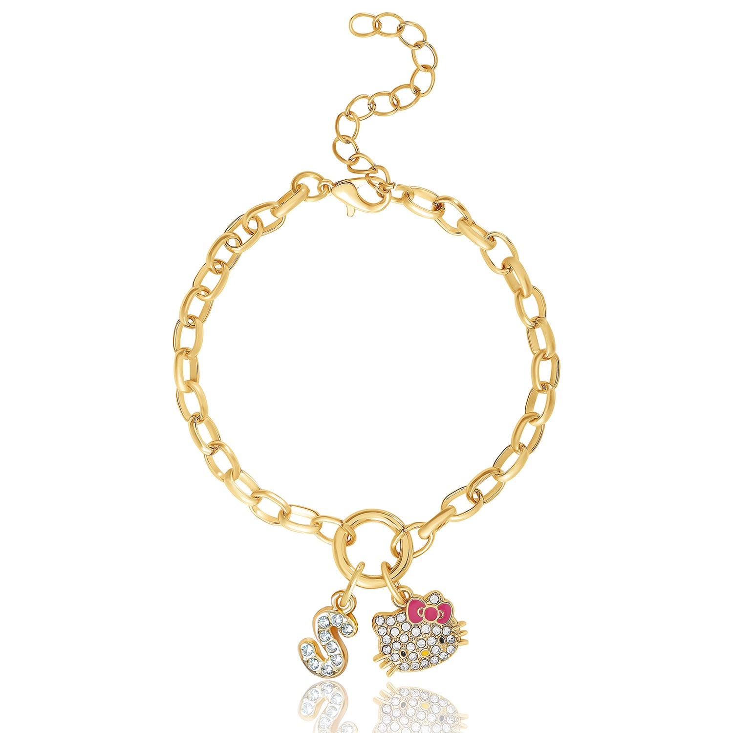 Hello Kitty Initial Crystal Charm Bracelet