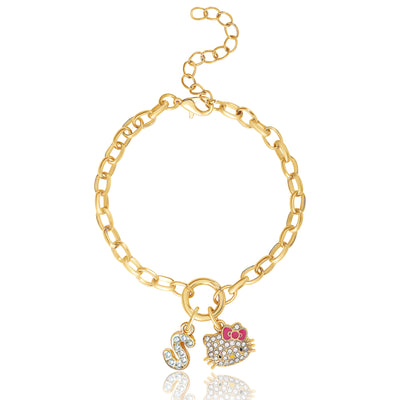 Hello Kitty Initial Crystal Charm Bracelet