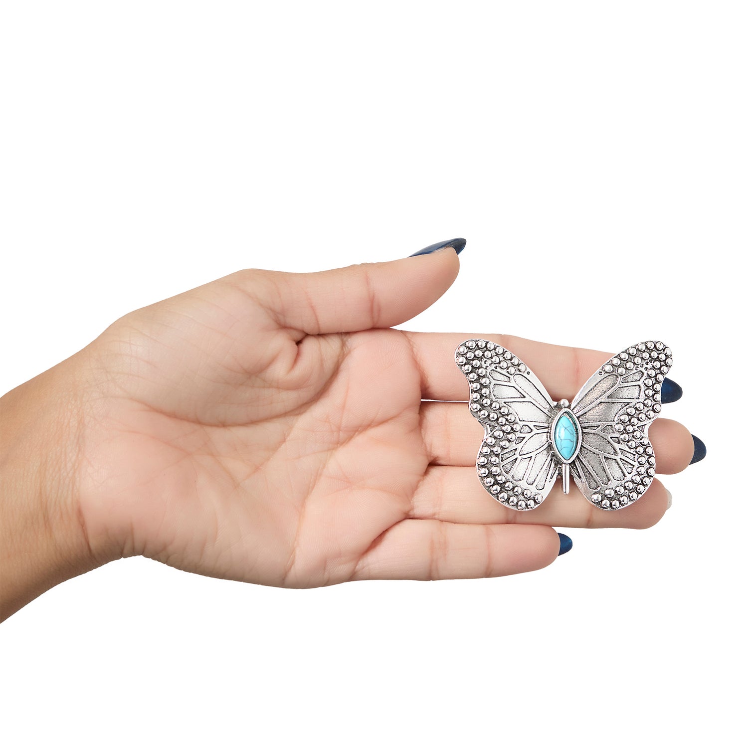 Jessica Simpson Silver Butterfly Pin with Turquoise Accent