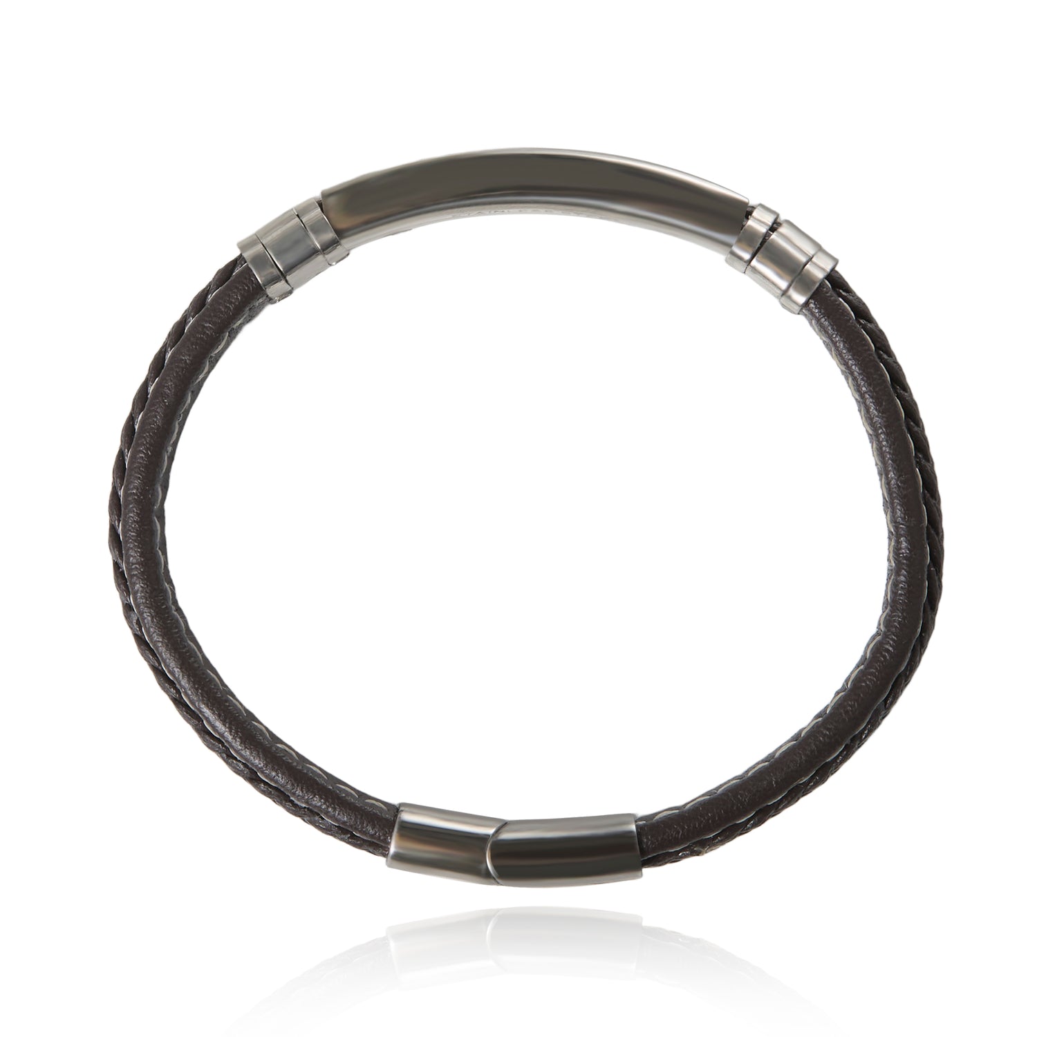 Lucky Brand Microfiber Leather and Stainless Steel ID Bracelet for Men - 8.5''