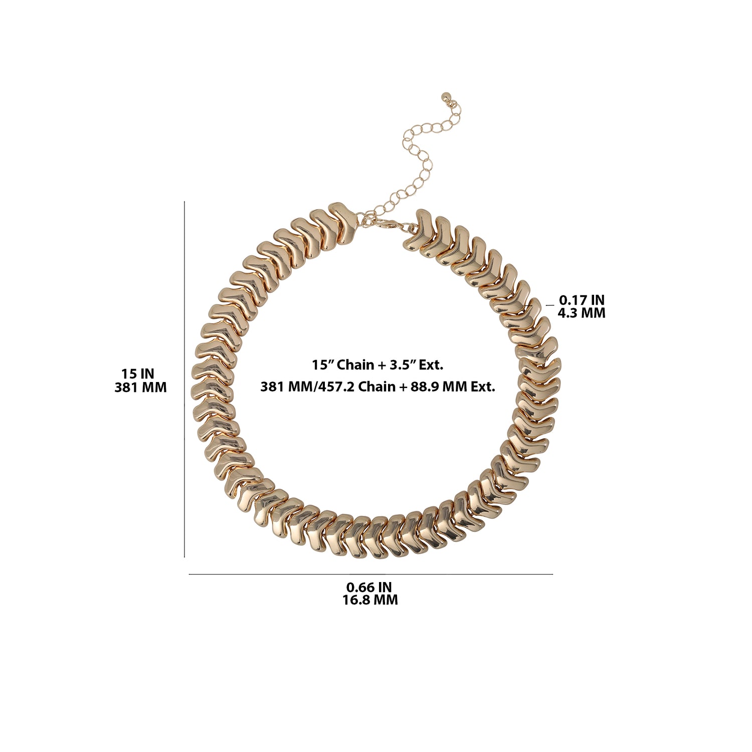 BCBG Chunky Gold-Tone Chevron Chain Necklace - 15 + 3.5''