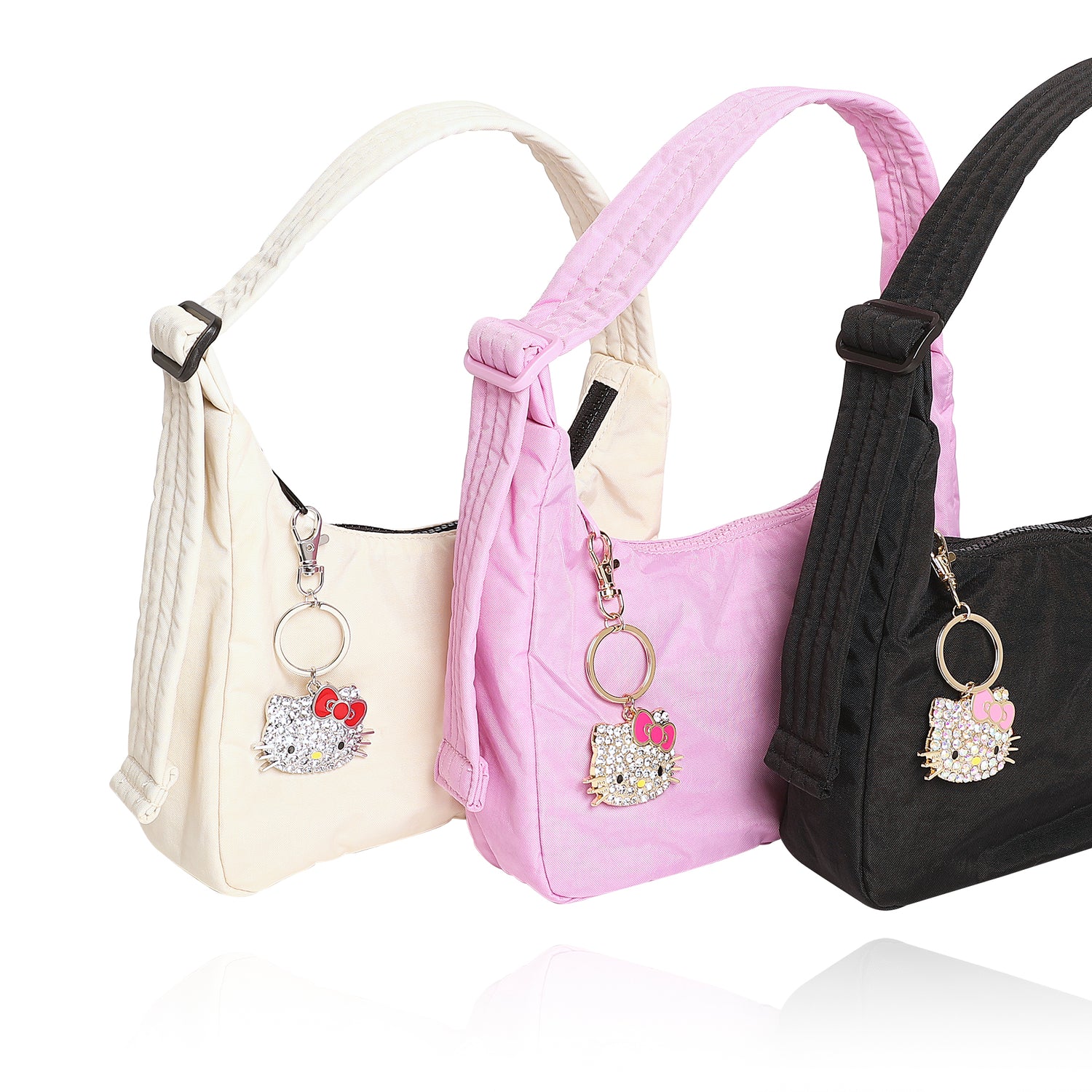 HELLO KITTY PAVE BLING KEYCHAIN CLEAR STONES -IMITATION RHODIUM PLT - Silver - Clear Crystal