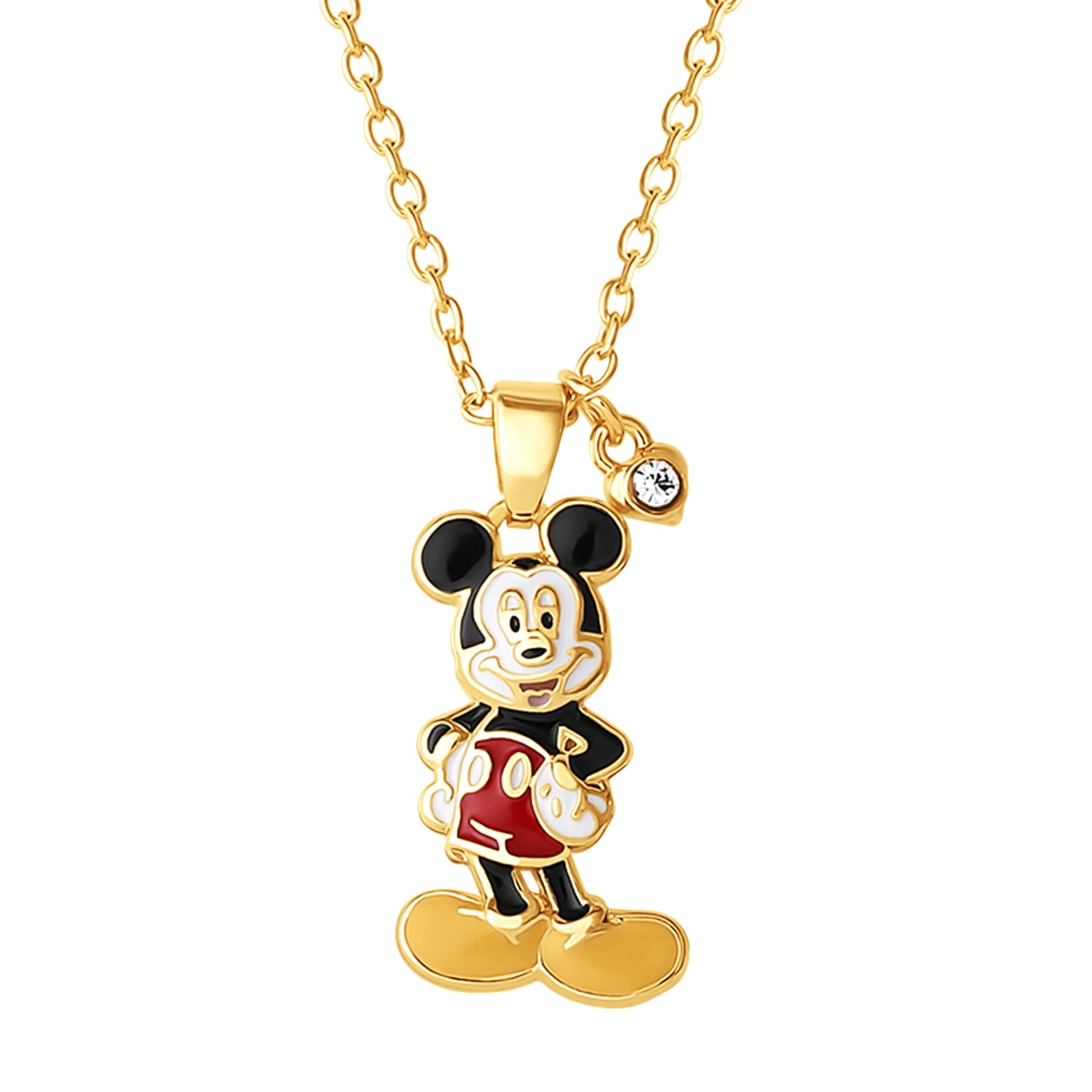 Disney Mickey Mouse Necklace for Women, 18", Enamel-Plated Mickey Pendant