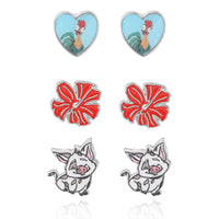Moana Earrings for Women 3 Pairs Official License, Fashion Moana 2 Stud Earrings Pack of 3, Disney Jewelry for Women