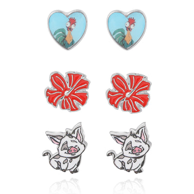 Moana Earrings for Women 3 Pairs Official License, Fashion Moana 2 Stud Earrings Pack of 3, Disney Jewelry for Women