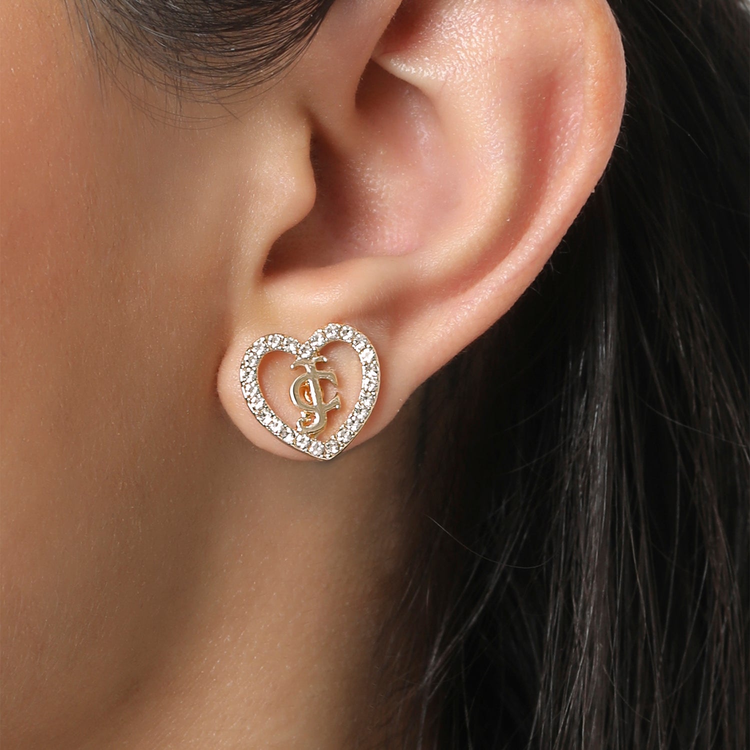 Juicy Couture Gold-Tone Pavé Heart Necklace & Stud Earrings Set
