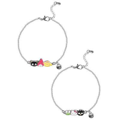 SALLY ROSE Hello Kitty and Friends Friendship Bracelet Set of 2 Official License, Fashion Sanrio Bracelets with BFF Charm