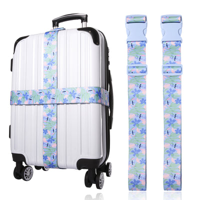 Disney Stitch 2-Piece Adjustable Luggage Strap Set 30'' to 72'' - Light Tropical Design