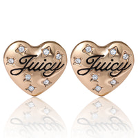 Juicy Couture Script Logo Constellation Heart Stud Earrings for Women with Clear Stones