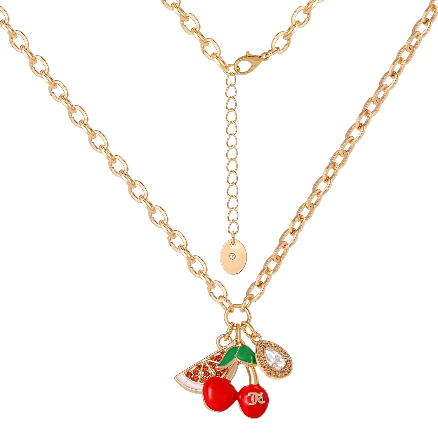 Juicy Couture Cherry & Watermelon Charm Necklace - 18 + 2''