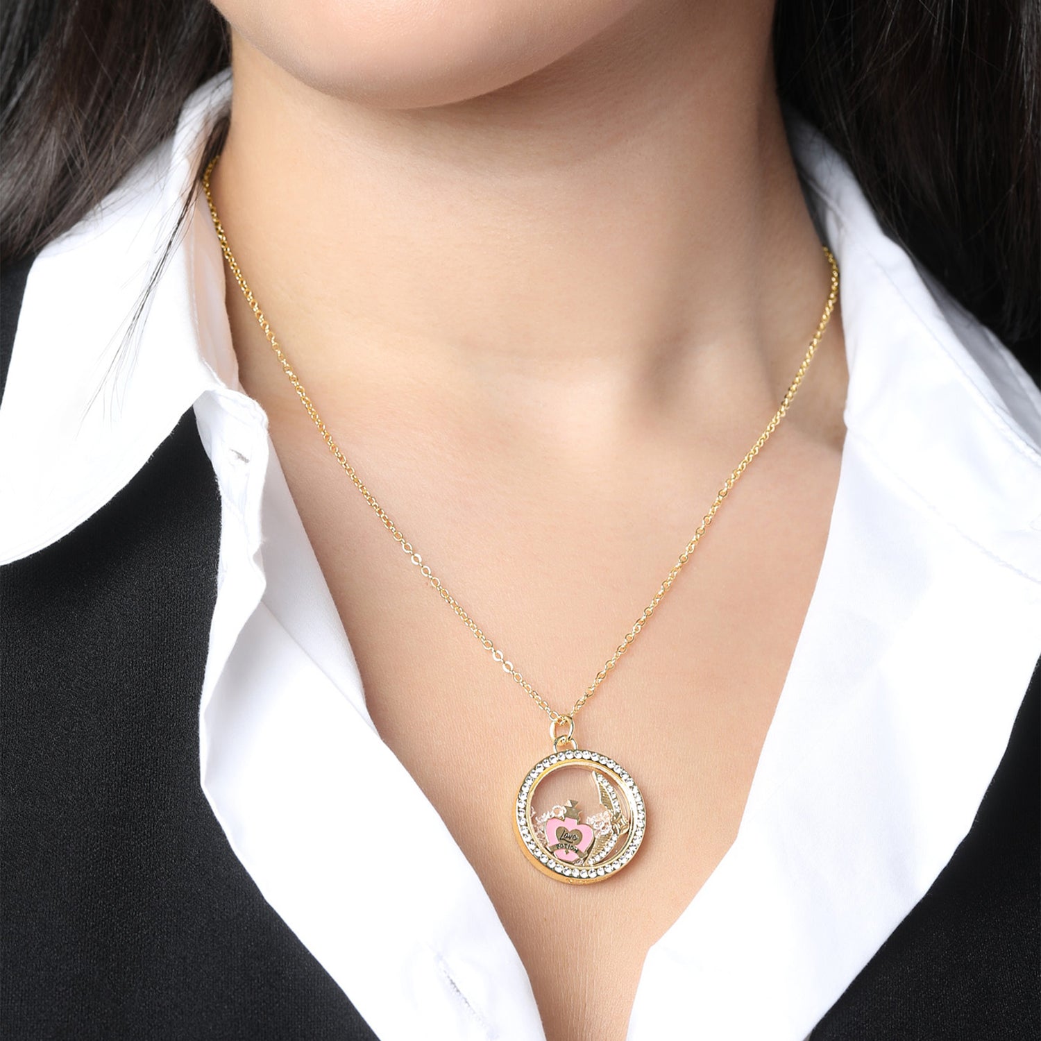 Harry Potter Love Potion and Golden Snitch Shaker Pendant Necklace with Crystals - 18'' + 1''