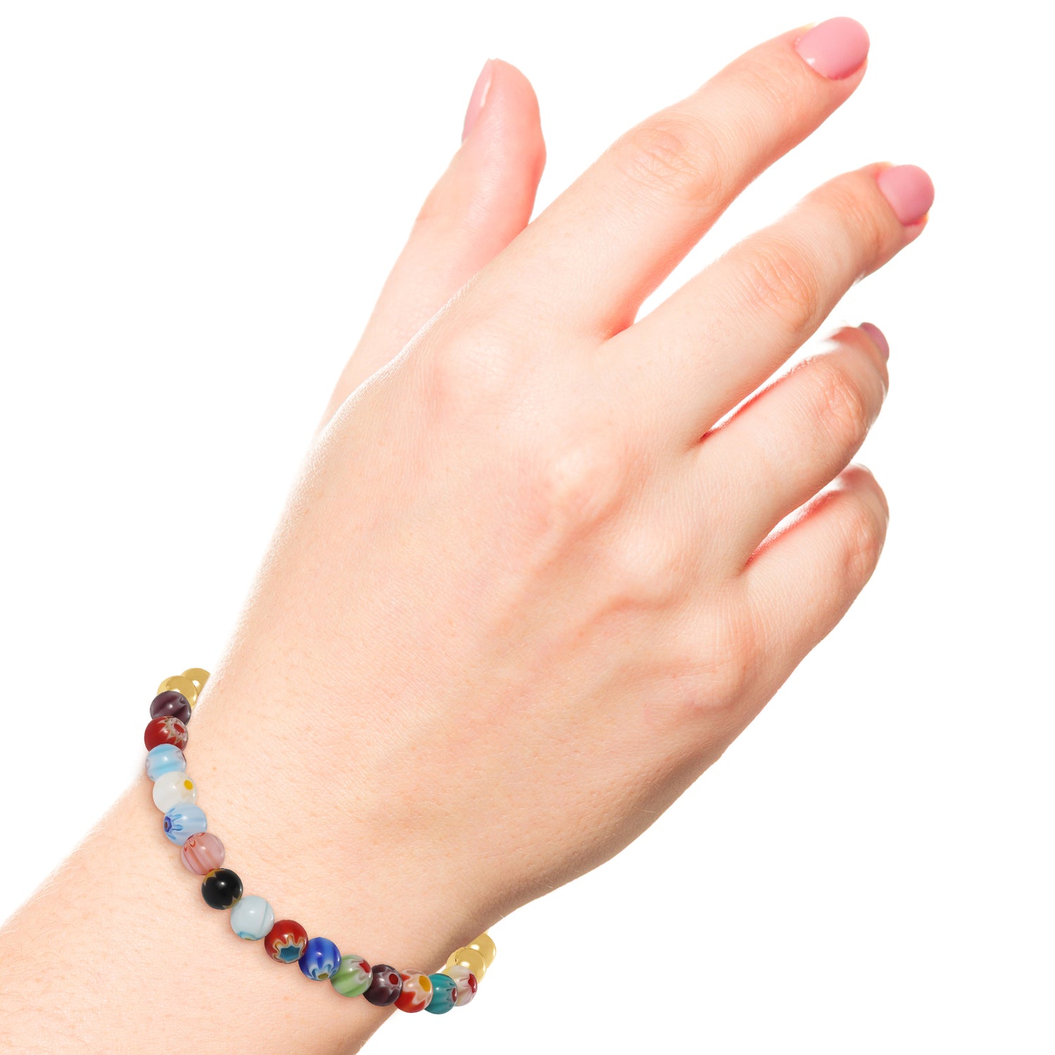 Jessica Simpson Multicolor Beaded Stretch Bracelet with Gold Accents