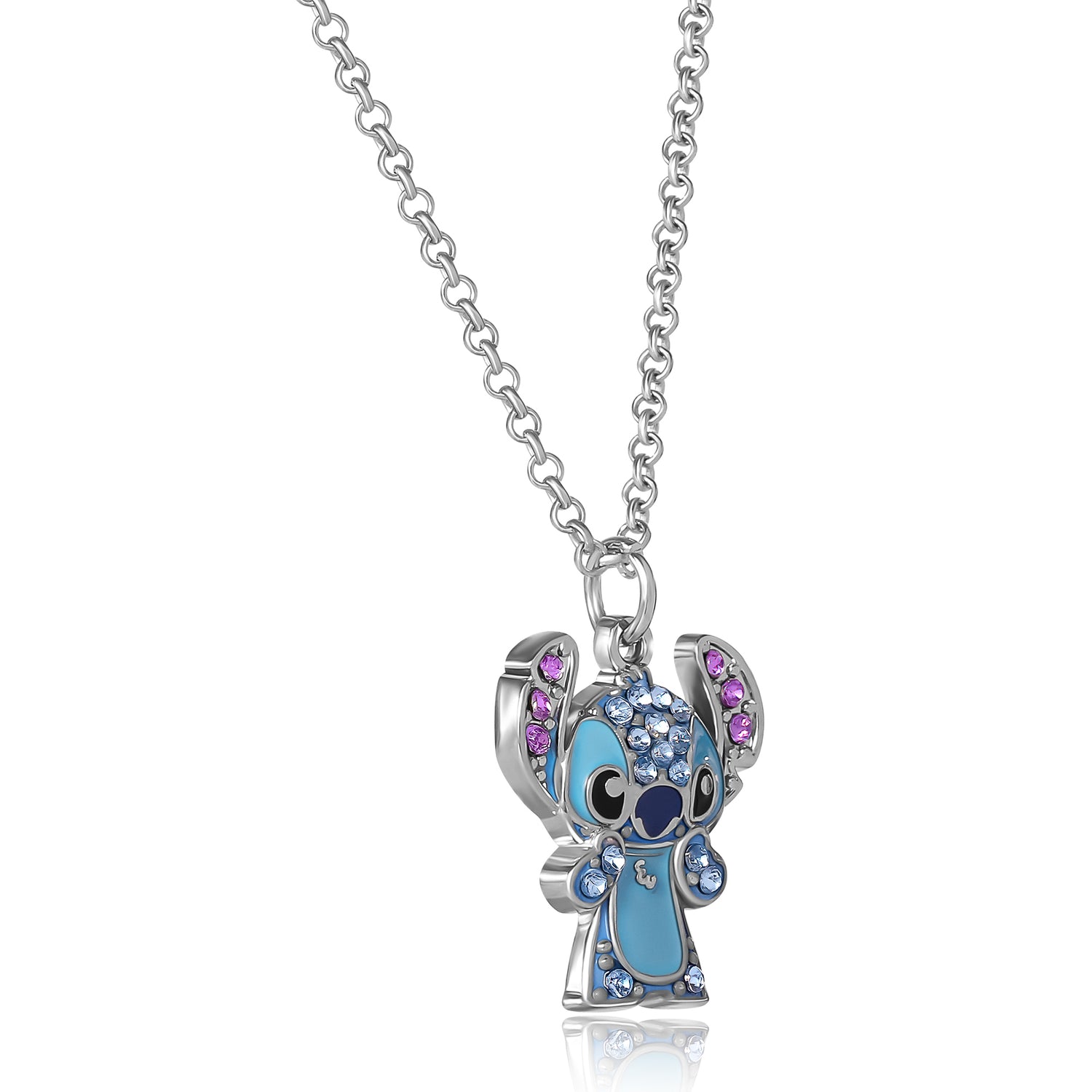 Disney Stitch Necklace for Women Official License, 16"+3" Fashion Pave Crystal Stitch Jewelry Gifts