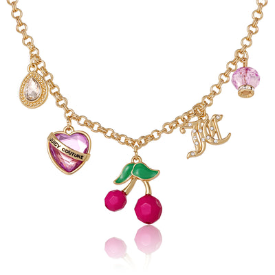 Juicy Couture Cherry Charm Necklace - 18 + 2''