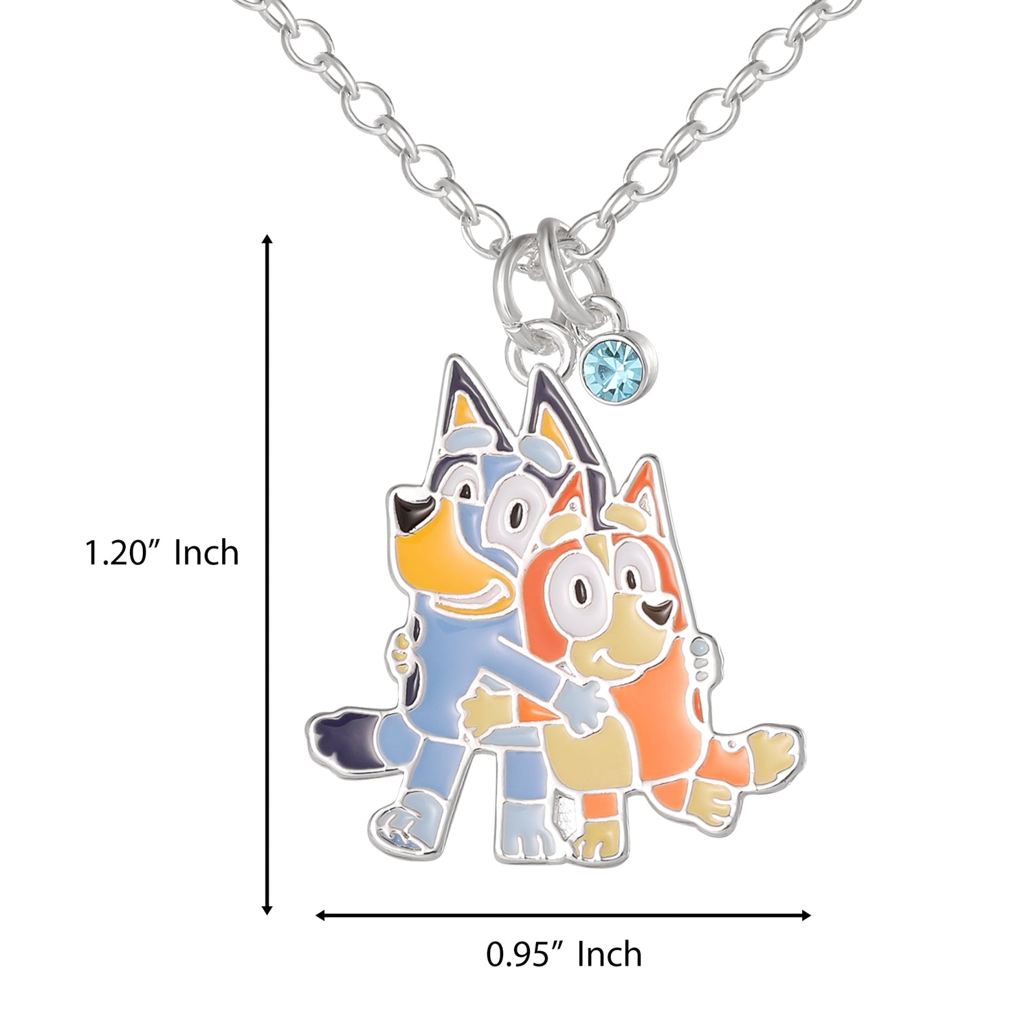 Bluey and Bingo Hugging Pendant Necklace Official License, 16"+2"