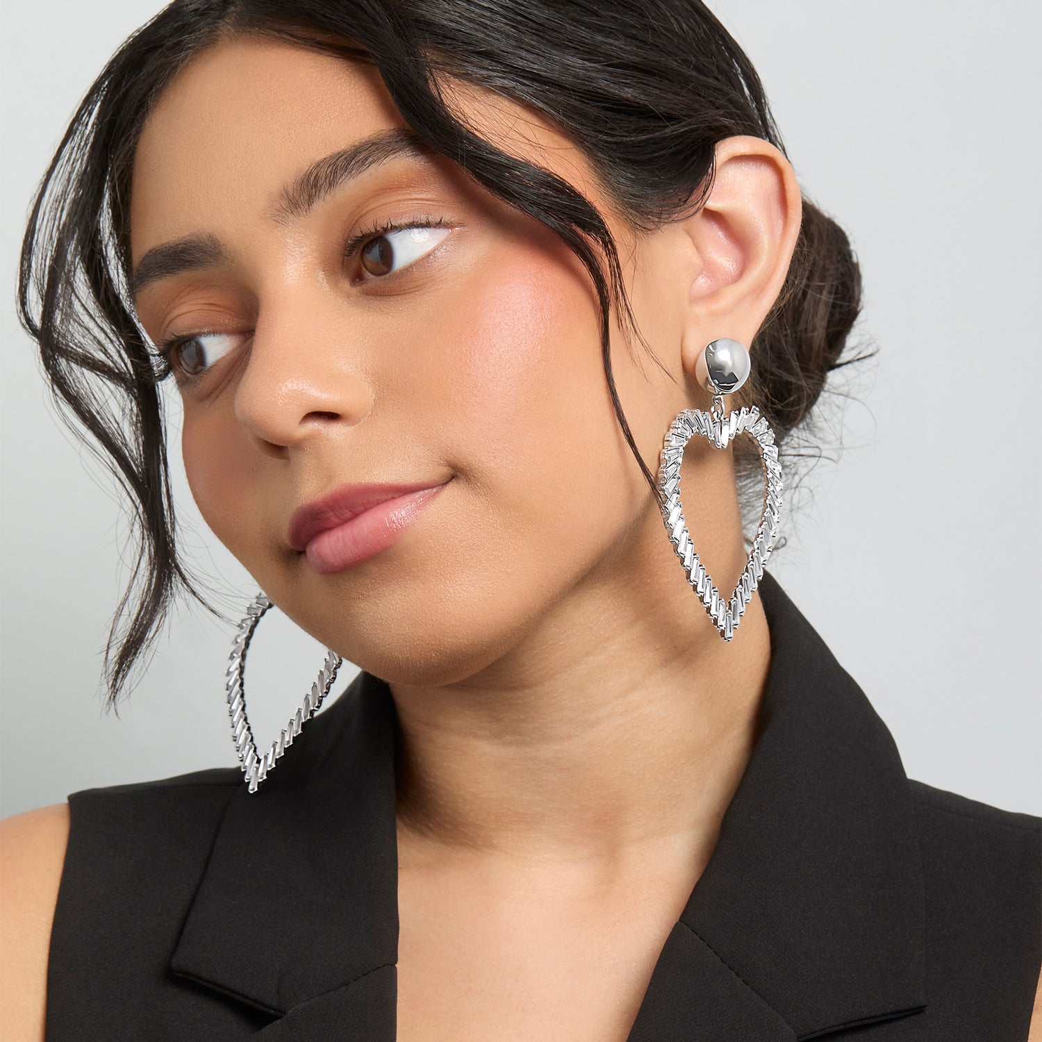 BCBGeneration Silver-Tone Heart Hoop Earrings