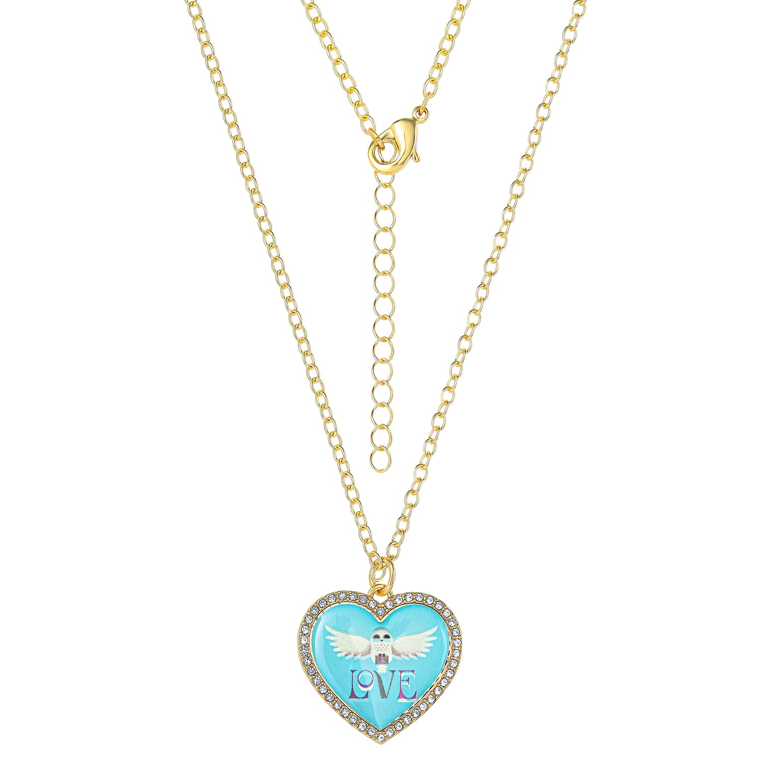 Harry Potter Hedwig Heart Necklace with Crystals, 16"+2"