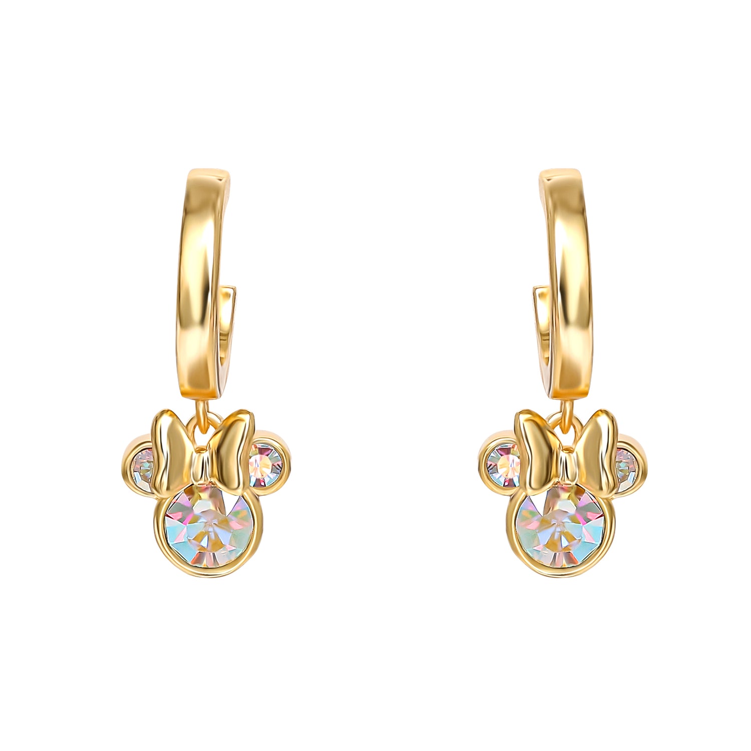 Disney Minnie Mouse Earrings, Sterling Silver, Aurora Borealis Crystal