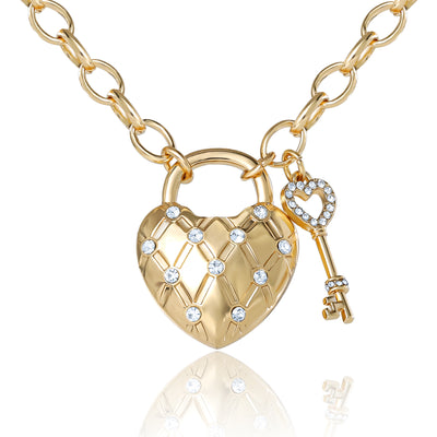 Juicy Couture Heart Locket with Key Pendant Necklace, Gold‑Tone